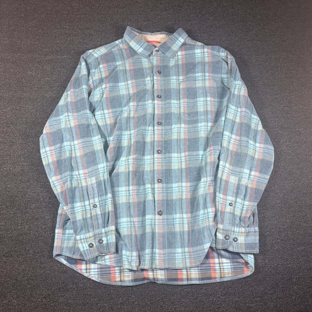 Tommy Bahama Plaid Corduroy Long Sleeve Shirt Size XXL Blue Casual Mens